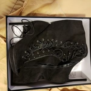 Nasty Gal Black Lace Up Over the Knee Boot